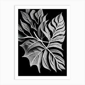 Camphor Leaf Linocut 2 Art Print