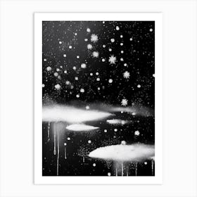Water, Snowflakes, Black & White 2 Art Print
