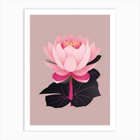 A Pink Lotus In Minimalist Style Vertical Composition 14 Art Print