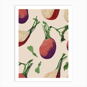 Turnip Root Vegetable Pattern Illustration 4 Art Print