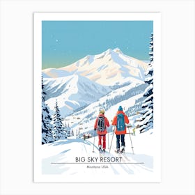 Big Sky Resort   Montana Usa, Ski Resort Poster Illustration 3 Art Print