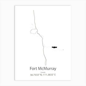 Fort Mcmurray,Canada Minimalist Map Art Print