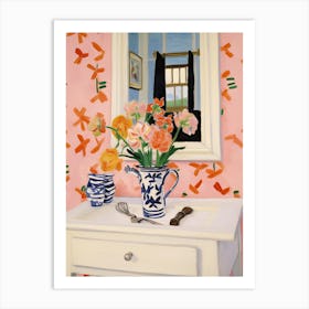 Bathroom Vanity Painting With A Freesia Bouquet 4 Art Print