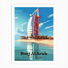 Burj Al Arab Dubai Hotel Digital Travel Illustration Art Print