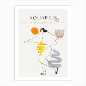 Aquarius Zodiac Sign One Line Art Print