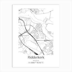 Ridderkerk,Netherlands Minimalist Map Art Print