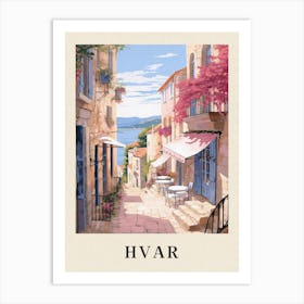 Hvar Croatia 1 Vintage Pink Travel Illustration Poster Art Print