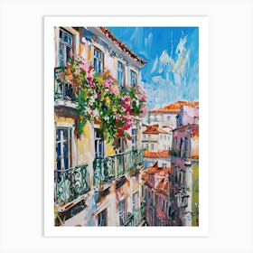 Balcony View Painting In Lisbon 3 Art Print