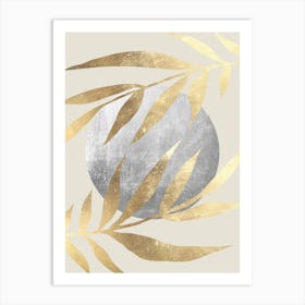 Golden tropical leaf 3 Art Print