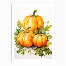 Jack O  Lantern Pumpkin Watercolour Illustration 1 Art Print