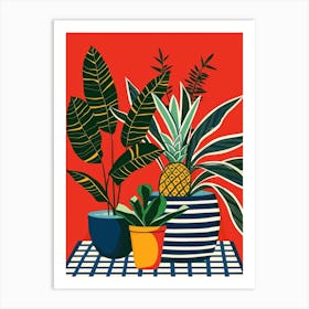 Pineapples And Potted Plants 1 Art Print