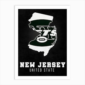 New York Jets New Jersey State Map Art Print