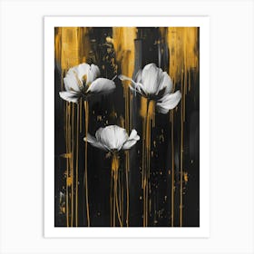 Three White Poppies Art Print