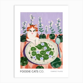 Foodie Cats Co Cat And Green Ravioli Art Print