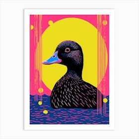 Duck Collage Colourful Geometric 3 Art Print