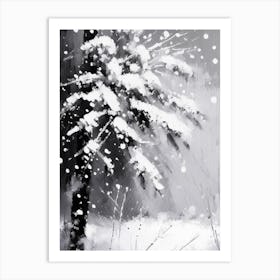 Winter, Snowflakes, Black & White Art Print