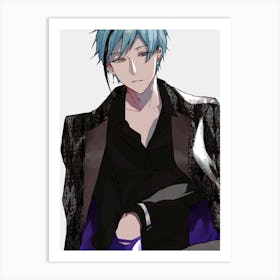 Anime Boy With Blue Hair Art Print