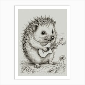 Hedgehog Playing Guitar 9 Art Print