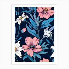 Seamless Floral Pattern 24 Art Print