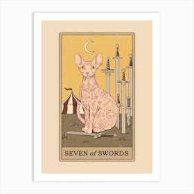 Seven Of Swords Cats Tarot Art Print