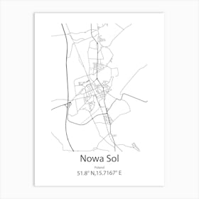 Nowa Sol,Poland Minimalist Map Art Print