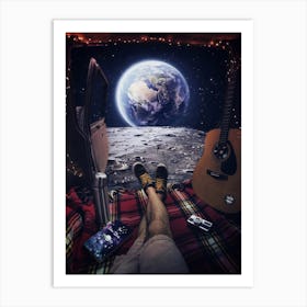 Gabriel On The Moon Van Art Print