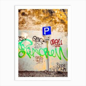 Parking Sign & Graffiti Art Print