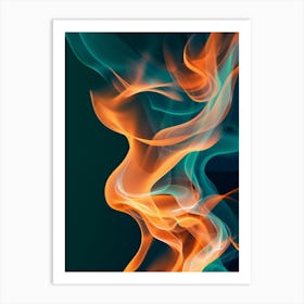 Orange And Blue Smoke Art Print