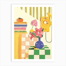 Telephone And Flowers Art Print