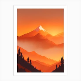 Misty Mountains Vertical Composition In Orange Tone 217 Art Print