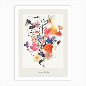 Coral Bells 2 Collage Flower Bouquet Poster Art Print