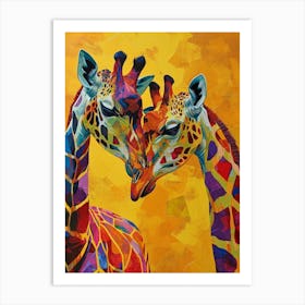 Pair Of Giraffe Colourful 4 Art Print