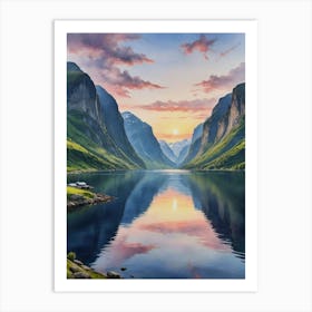 Sunset In A Fjord Art Print