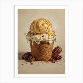 Ice Cream Cone With Pecans Art Print