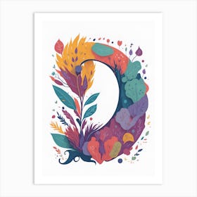 Colorful Letter D Illustration 47 Art Print