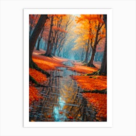 Autumn Leaves In A Stream Art Print