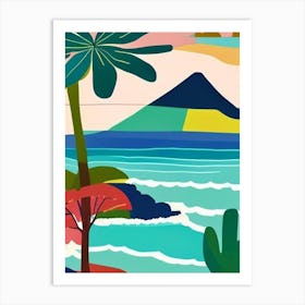 Isla De Ometepe Nicaragua Muted Pastel Tropical Destination Art Print