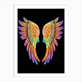 Neon Angel Wings 11 Art Print