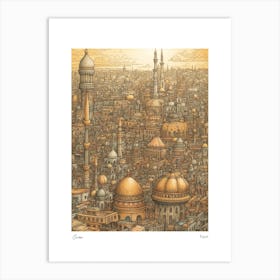 Cairo Egypt Drawing Pencil Style 1 Travel Poster Art Print