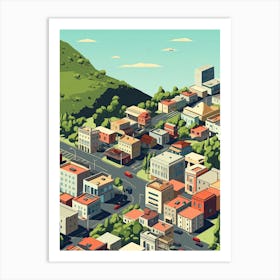 Cape Town, South Africa, Flat Illustration 3 Art Print