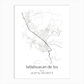 Ixtlahuacan De Los Membrillos,Mexico Minimalist Map Art Print