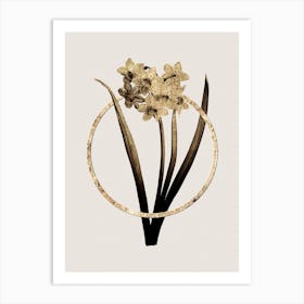 Gold Ring Narcissus Easter Flower Glitter Botanical Illustration n.0252 Art Print