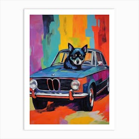 Bmw 2002 Vintage Car With A Dog, Matisse Style Painting 1 Art Print