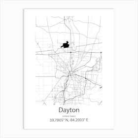 Dayton,United States Minimalist Map Art Print