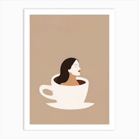 Woman In A Coffee Cup Coffee Lover Girl Art Print