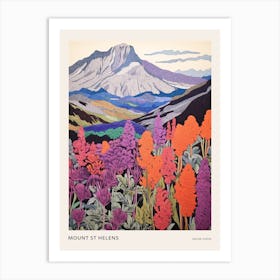 Mount St Helens United States 7 Colourful Mountain Illustration Poster Art Print