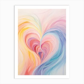 Whimiscal Rainbow Swirl Line Heart 4 Art Print