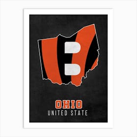 Cincinnati Bengals Ohio State Map Art Print