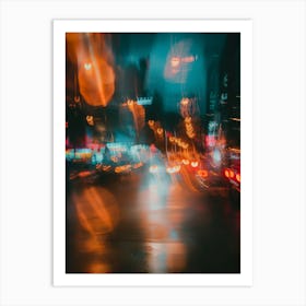 Blurred City Street At Night Art Print