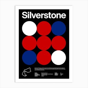 Mid Century Dark Silverstone F1 Art Print